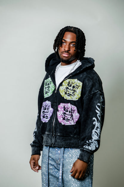 Angry Money Black Zip Up