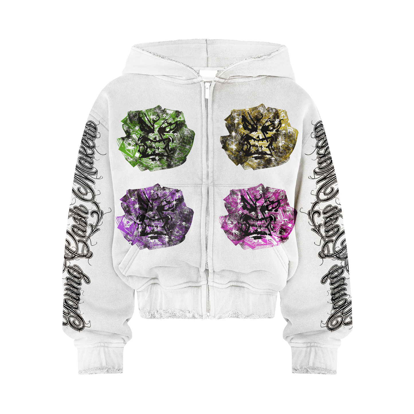 Angry Money White Zip Up