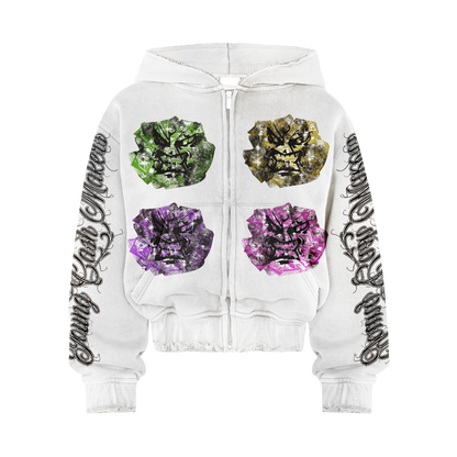 Angry Money White Zip Up