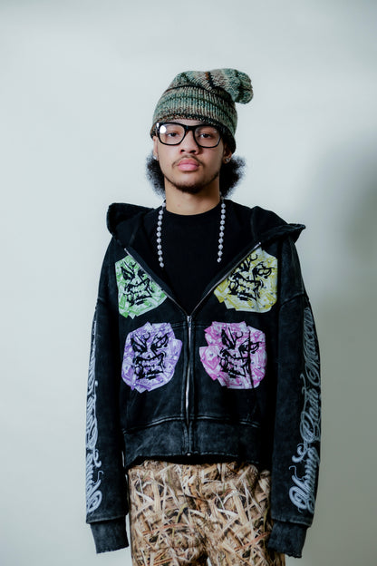 Angry Money Black Zip Up
