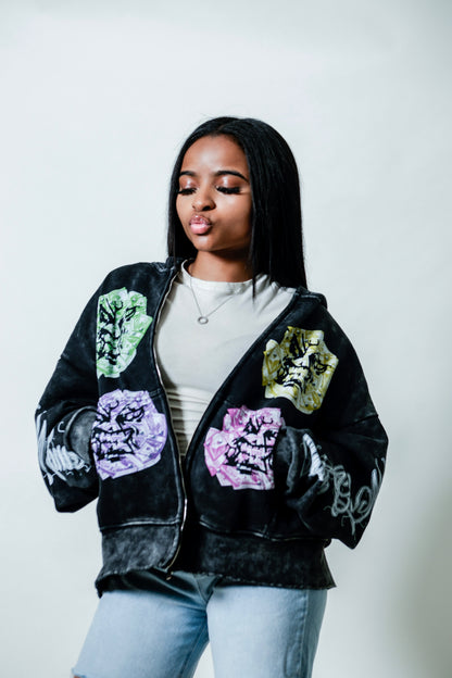 Angry Money Black Zip Up